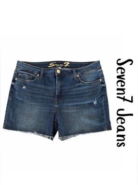 Seven7 Weekend Wildfire Distressed Denim High Rise Shorts Size 14 MY3324WI EUC
